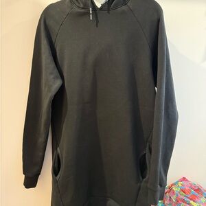 Classic Black Women's Hoodie Dress - Pullover Sweatshirt